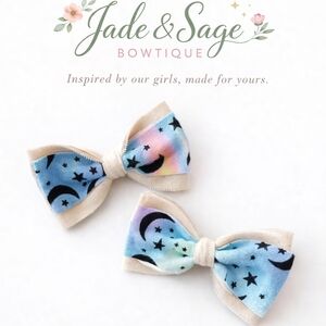 Jade & Sage Multicolor Star and Moon Hair Bows
